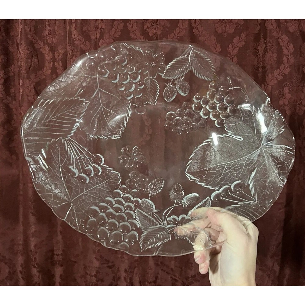 Studio Nova by Mikasa "CRYSTAL BERRIES" Large Oval Fruit Serving BOWL 14”